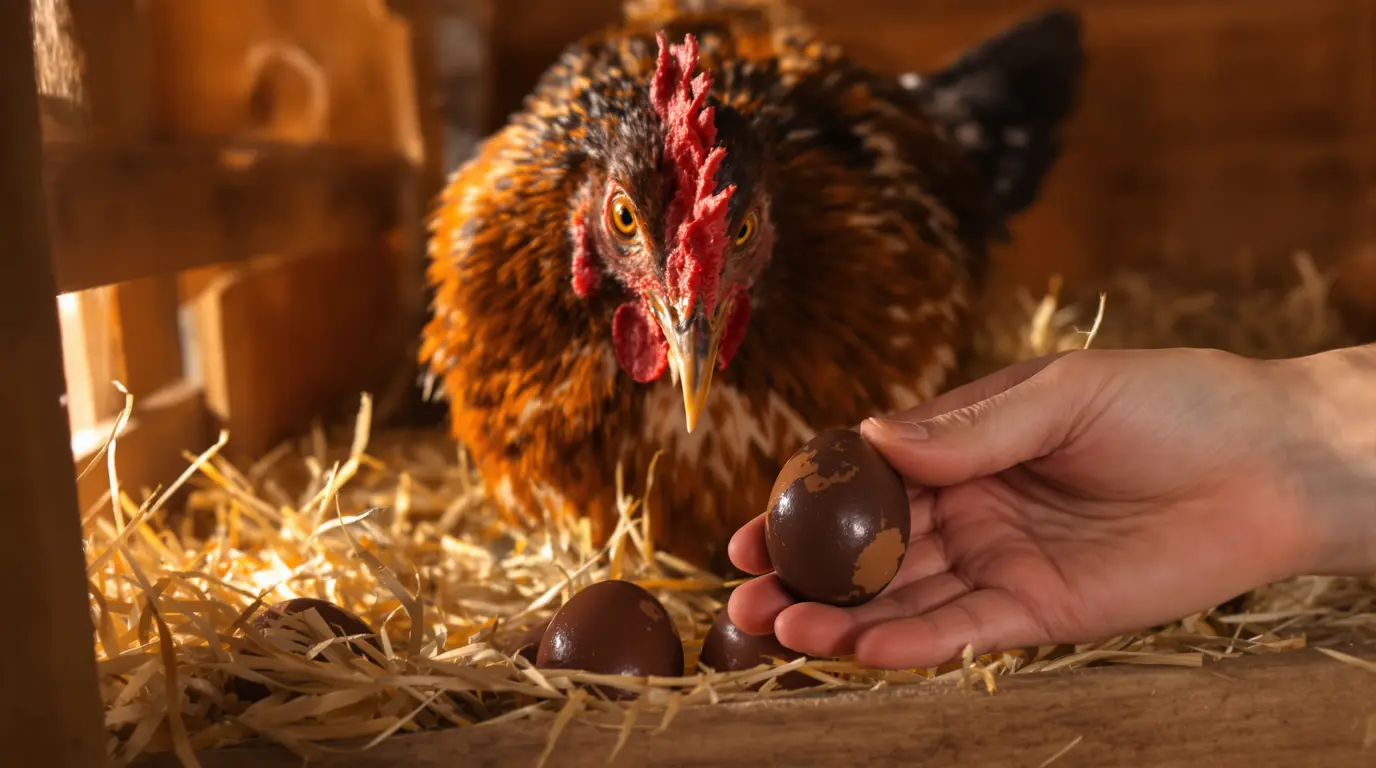Cette poule française pond des œufs couleur chocolat pris pour ceux de Pâques : voici pourquoi Cette poule française pond des œufs couleur chocolat pris pour ceux de Pâques : voici pourquoi