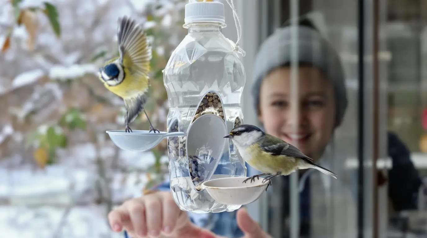 Comment une simple bouteille plastique devient une mangeoire idéale pour les oiseaux Comment une simple bouteille plastique devient une mangeoire idéale pour les oiseaux