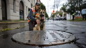 Malou repère les fuites d’eau potable jusqu’à 1m50 sous terre : le flair redoutable de ce chien