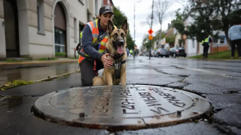 Malou repère les fuites d’eau potable jusqu’à 1m50 sous terre : le flair redoutable de ce chien